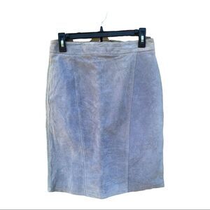 Vintage Chia Leather Skirt Size 12 Baby Powder Blue Lined High Waisted